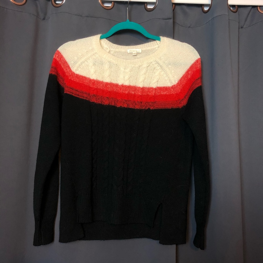 Shoshanna sweater red, black, white mohair small